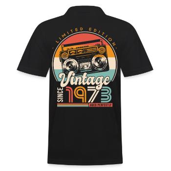 Jahrgang seit 1973 Geburtstagsgeschenk 50 Jahre - Männer Poloshirt - Schwarz - Hinten - Kai (181cm)