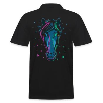 horse - Men's Polo Shirt - black - Back - Kai (181cm)