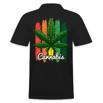 Feuille de cannabis rétro - Polo Homme - noir - Dos - Kai (181cm)
