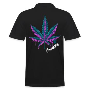 Cannabis Leaf Cannabis Grass Weed Gift - Men's Polo Shirt - black - Back - Kai (181cm)