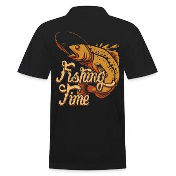 Fishing Fishing Fishing Angler Fisherman Gift - Men's Polo Shirt - black - Back - Kai (181cm)