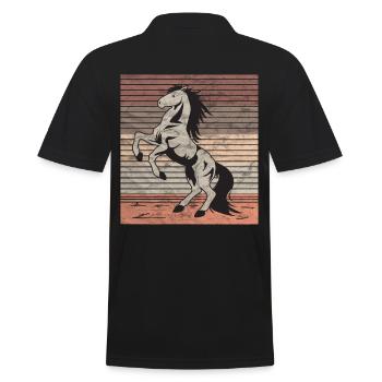 Retro cheval sauvage indompté - Polo Homme - noir - Dos - Kai (181cm)