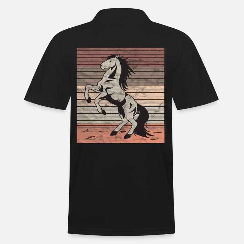 Retro Wildpferd Ungezähmt - Männer Poloshirt - Schwarz