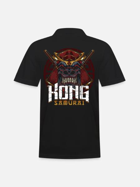 Gorilla Samurai Maske - Männer Poloshirt - Schwarz