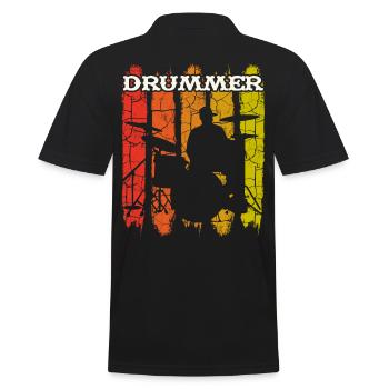 Musicien de batteur rétro vintage - Polo Homme - noir - Dos - Kai (181cm)