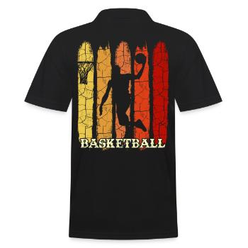Basketball Spieler Retro Silhouette - Männer Poloshirt - Schwarz - Hinten - Kai (181cm)