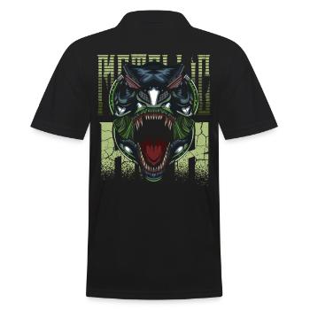 Roboter Dino - Männer Poloshirt - Schwarz - Hinten - Kai (181cm)