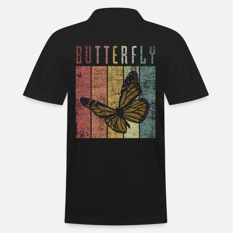 Papillon papillon rétro - Polo Homme - noir