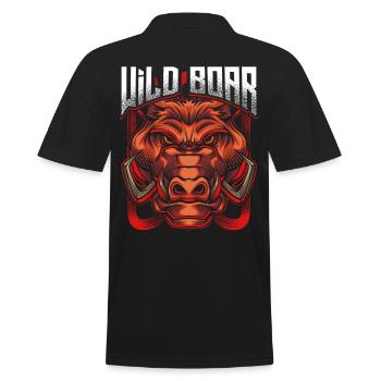 Wildschwein - Männer Poloshirt - Schwarz - Hinten - Kai (181cm)
