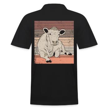 Kuh - Männer Poloshirt - Schwarz - Hinten - Kai (181cm)