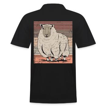 Schaf - Männer Poloshirt - Schwarz - Hinten - Kai (181cm)