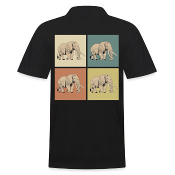 Pop-Art Elefant - Männer Poloshirt - Schwarz - Hinten - Kai (181cm)