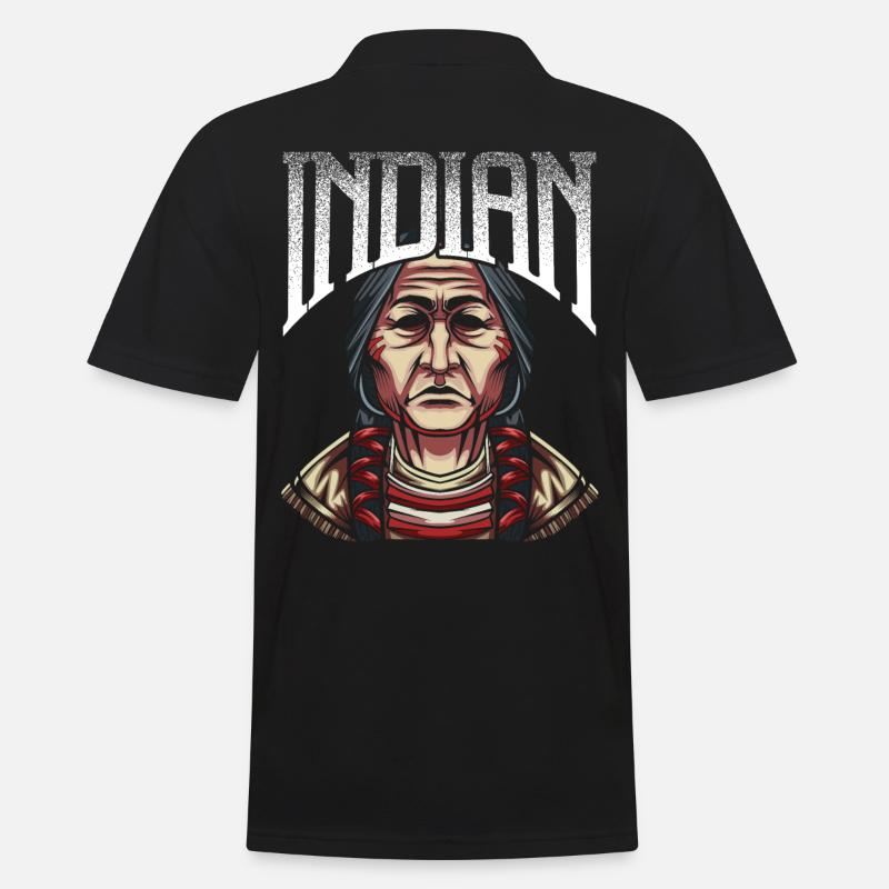Indianer - Männer Poloshirt - Schwarz