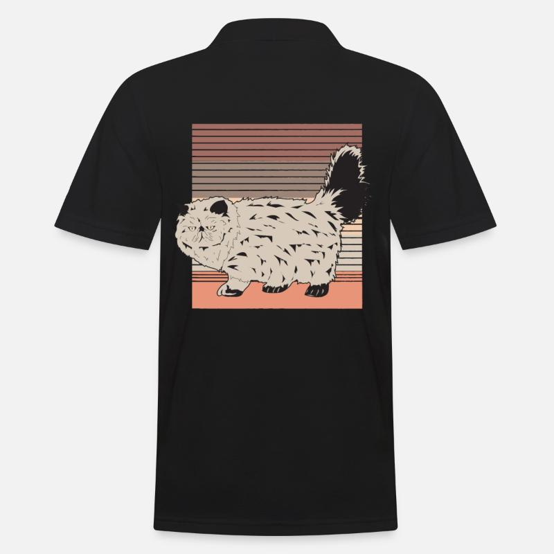 Retro Grumpy Cat - Männer Poloshirt - Schwarz