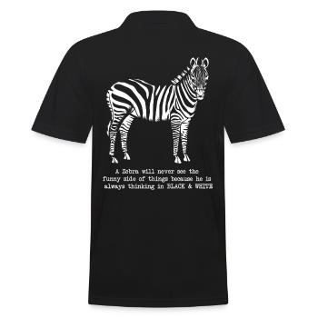 Zebra - Männer Poloshirt - Schwarz - Hinten - Kai (181cm)