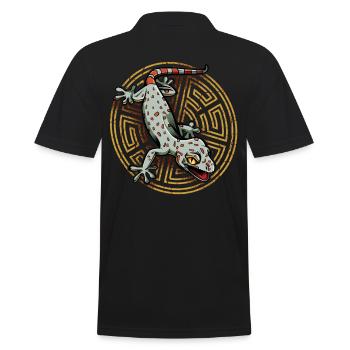 Gecko Gekko wall gecko reptile wilderness gift - Men's Polo Shirt - black - Back - Kai (181cm)