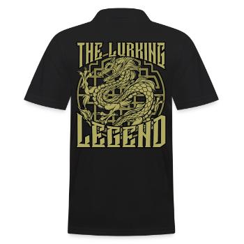 Lurking Legend | Chinesischer Drache Long Geschenk - Männer Poloshirt - Schwarz - Hinten - Kai (181cm)