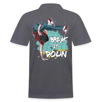 Breakdance - Männer Poloshirt - Anthrazit - Hinten - Nico (186cm)