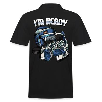 I'm Ready | Eishockey Spruch Eissport Geschenk - Männer Poloshirt - Schwarz - Hinten - Kai (181cm)