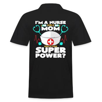 Supermama & Krankenschwester | Muttertag Geschenk - Männer Poloshirt - Schwarz - Hinten - Kai (181cm)