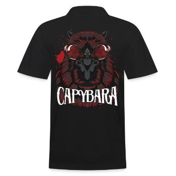 Capybara - Männer Poloshirt - Schwarz - Hinten - Kai (181cm)