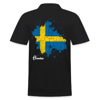 Schweden - Männer Poloshirt - Schwarz - Hinten - Kai (181cm)