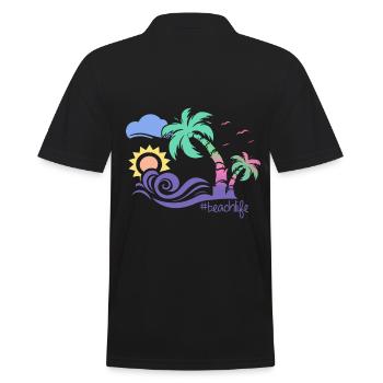 Strand - Männer Poloshirt - Schwarz - Hinten - Kai (181cm)