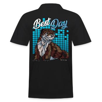 Modern pothole otter | Forest dweller gift - Men's Polo Shirt - black - Back - Kai (181cm)