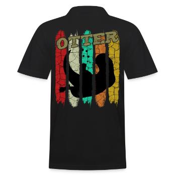 Retro Style Vintage Seeotter Wassermarder Geschenk - Männer Poloshirt - Schwarz - Hinten - Kai (181cm)