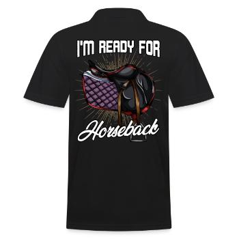 I'm Ready For Horseback | Pferde Sattel Geschenk - Männer Poloshirt - Schwarz - Hinten - Kai (181cm)