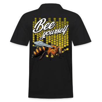 Bee Yourself honey bee pun game insect gift - Men's Polo Shirt - black - Back - Kai (181cm)