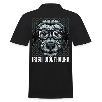 Nerdy Irish Wolfhound | Cool glasses gift - Men's Polo Shirt - black - Back - Kai (181cm)