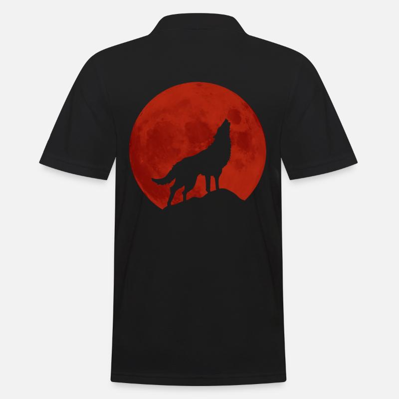 Wolf - Männer Poloshirt - Schwarz