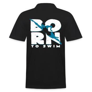Geboren zum schwimmen | Schwimmsport Geschenkidee - Männer Poloshirt - Schwarz - Hinten - Kai (181cm)