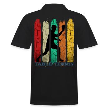 Idée cadeau silhouette vintage tennis de table - Polo Homme - noir - Dos - Kai (181cm)