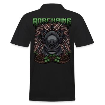 Porcupine Modern Rodent Night Active Gift - Men's Polo Shirt - black - Back - Kai (181cm)