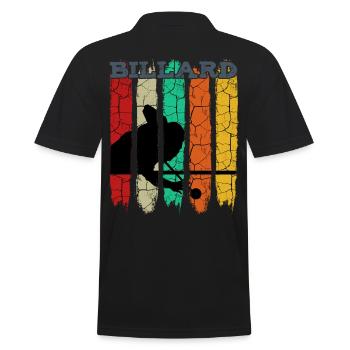 Vintage Retro Billard Silhouette | Pool Geschenk - Männer Poloshirt - Schwarz - Hinten - Kai (181cm)