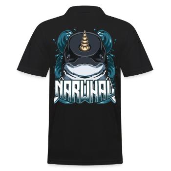 Narwals - Männer Poloshirt - Schwarz - Hinten - Kai (181cm)