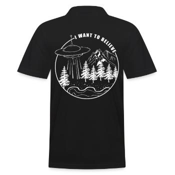 I Want To Believe | Ufo Alien Weltraum Geschenk - Männer Poloshirt - Schwarz - Hinten - Kai (181cm)