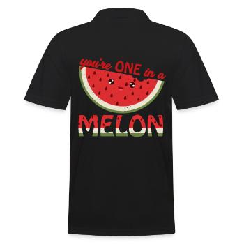 You're One In A Melon | Melon pun game gift - Men's Polo Shirt - black - Back - Kai (181cm)