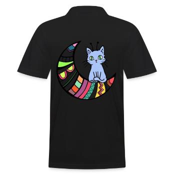 Außerirdische Katze Alien Ufo Haustier Geschenk - Männer Poloshirt - Schwarz - Hinten - Kai (181cm)