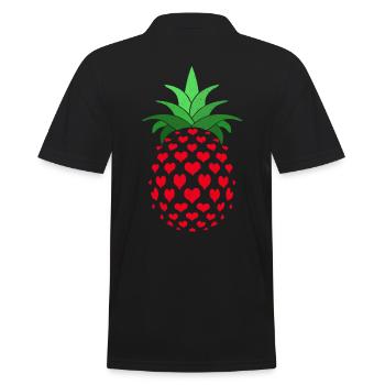 Ananas Herzen Abstrakte Kunst Fruchtig Geschenk - Männer Poloshirt - Schwarz - Hinten - Kai (181cm)