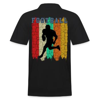 Vintage Retro Style American Football Geschenkidee - Männer Poloshirt - Schwarz - Hinten - Kai (181cm)