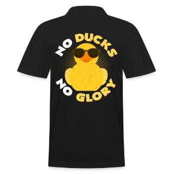 No Ducks No Glory | Gummiente Cool Zitat Geschenk - Männer Poloshirt - Schwarz - Hinten - Kai (181cm)