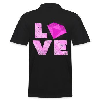Love | Minerals Typography Gemstones Gift - Men's Polo Shirt - black - Back - Kai (181cm)