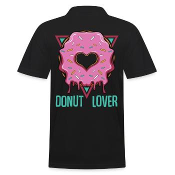 Donut Lover | Candy Zuckerguss Backwaren Geschenk - Männer Poloshirt - Schwarz - Hinten - Kai (181cm)