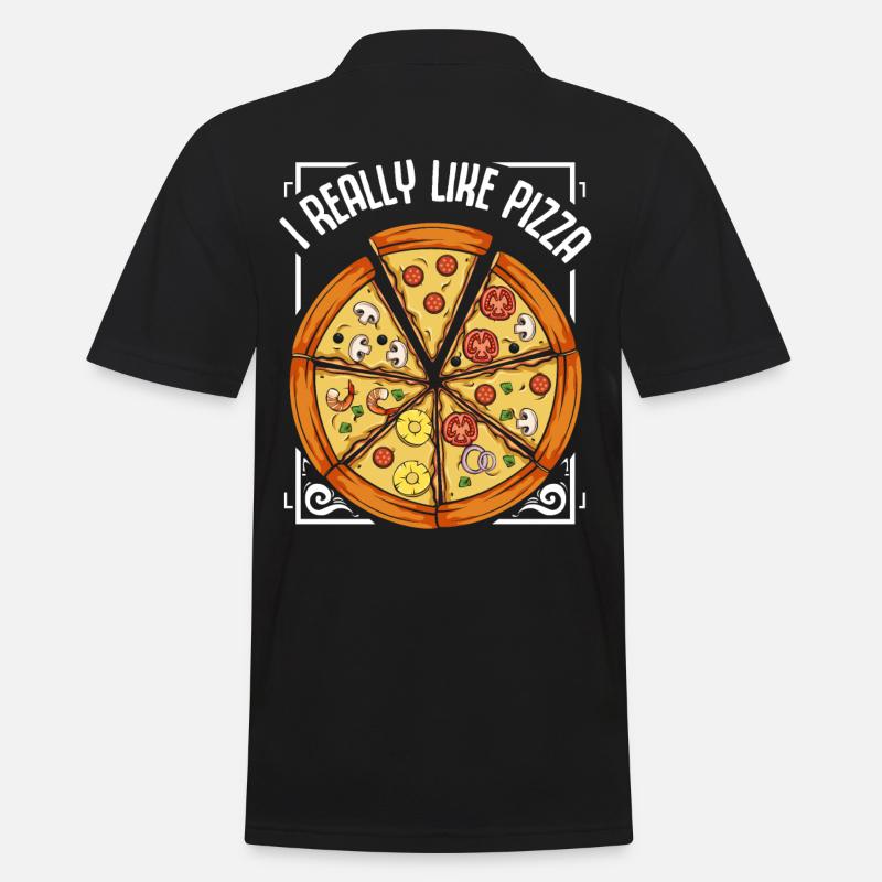 Pizza - Männer Poloshirt - Schwarz
