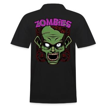 Zombie Gesicht Zombies Untote Horror Geschenkidee - Männer Poloshirt - Schwarz - Hinten - Kai (181cm)