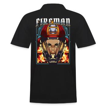 Feuerwehrmann - Männer Poloshirt - Schwarz - Hinten - Kai (181cm)