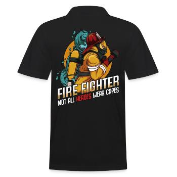 Firefighter superhero statement sayings gift idea - Men's Polo Shirt - black - Back - Kai (181cm)